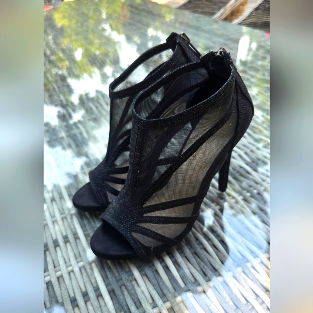 Le Chateau Black Strappy Mesh Heels